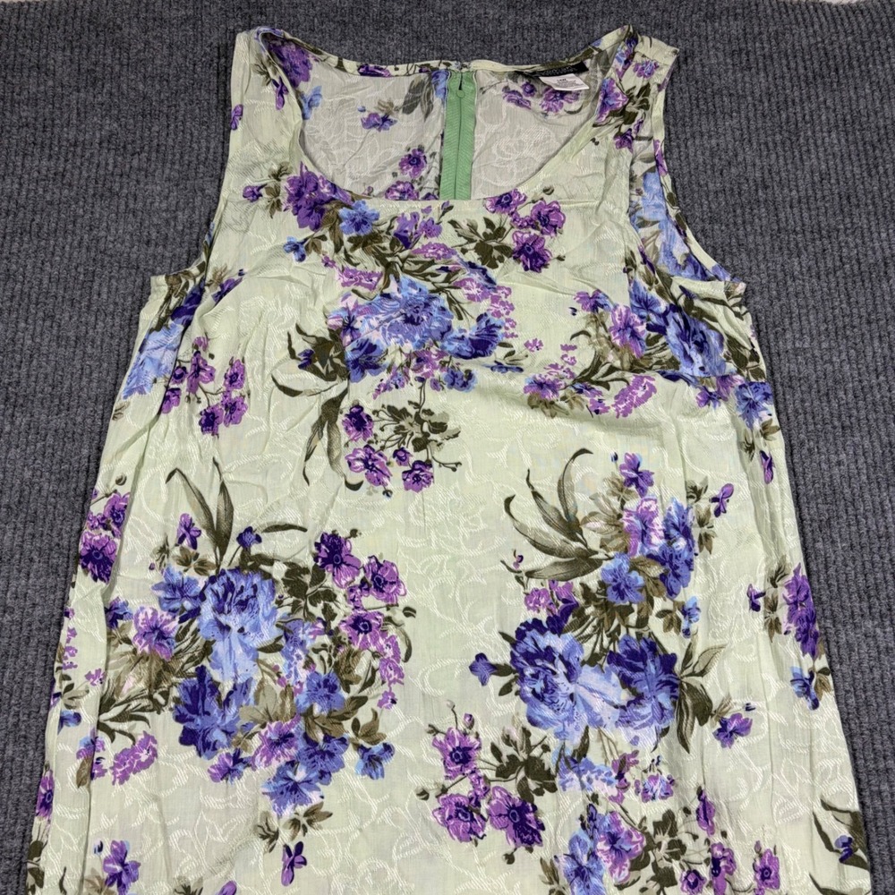 K Woman Dress Womens 14 Collection Floral Rayon Sleeveless Maxi Green Purple - Picture 2 of 4